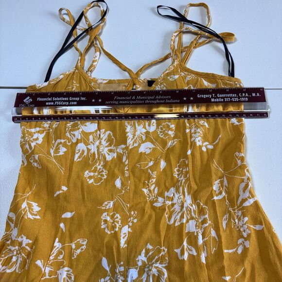 Forever 21 Yellow Floral Mini Sundress Small New Spaghetti Strap Fit And Flare - Picture 6 of 11